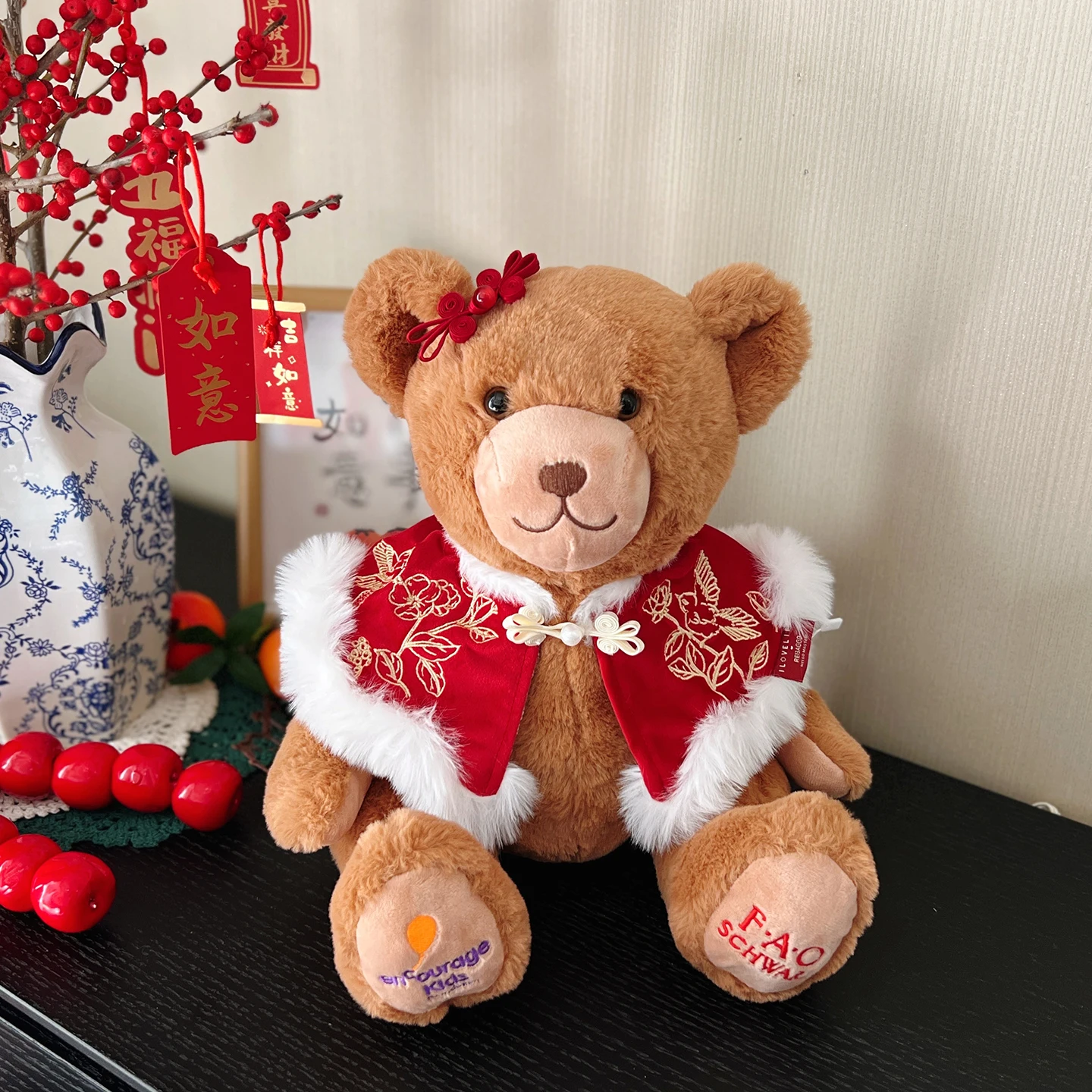 

2025 New Exquisite Original Chinese Elements Teddy Bear with clothes Plush Toy Super bear for Children's or girl Birthday Gifts