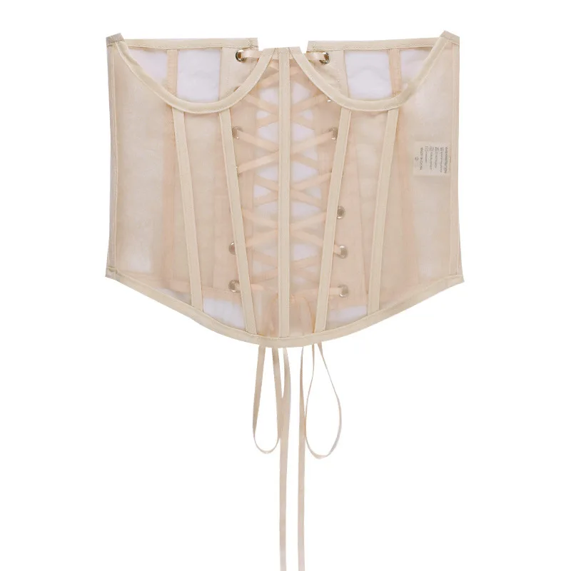 Женский сексуальный сетчатый корсет для поддержки живота, короткий верх, одежда внутри и снаружи, колготки на груди, корсет