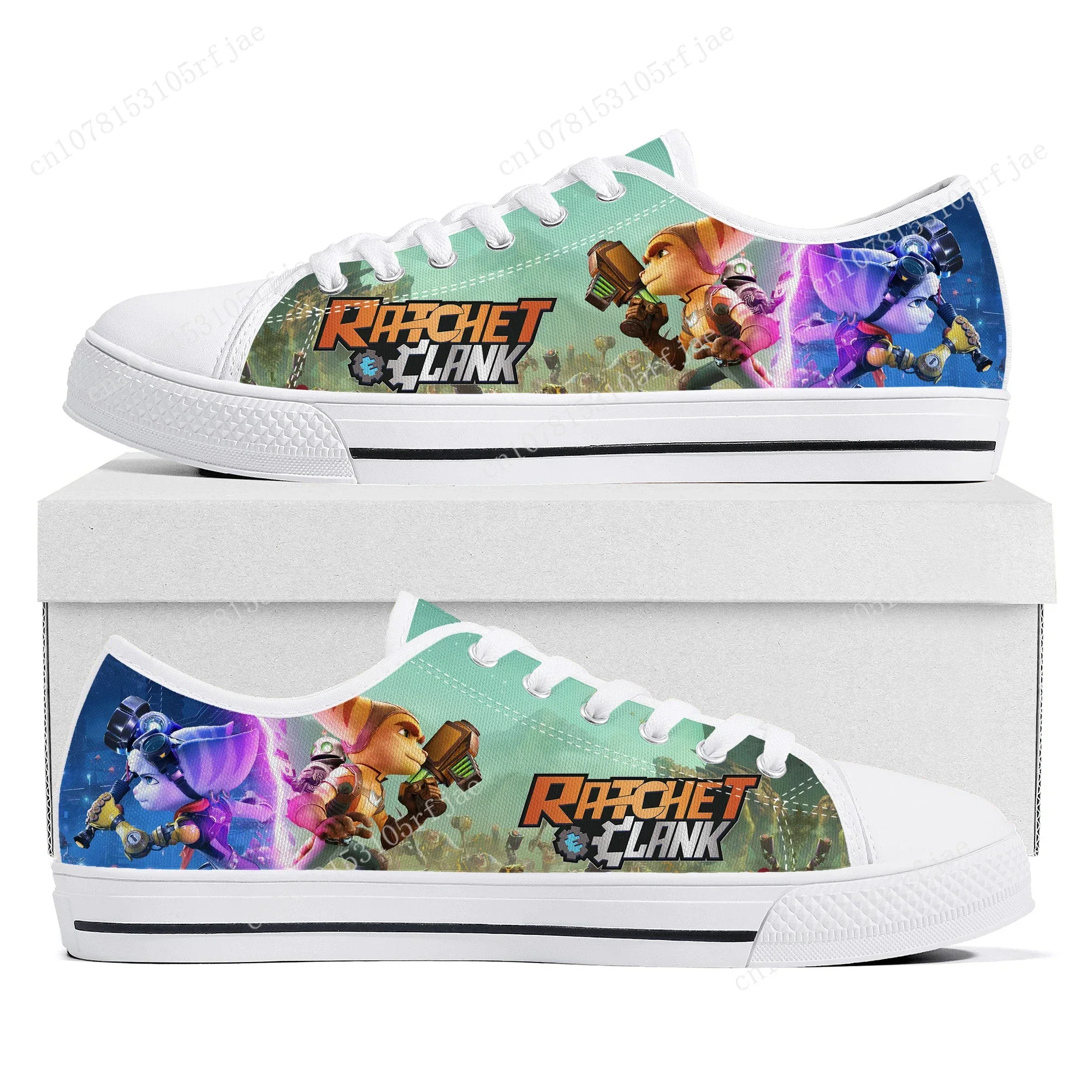 Ratchet & Clank Rift Apart Low Top Sneakers Hot Cartoon Game Womens Mens Canvas Sneaker Couple Custom Built Shoes