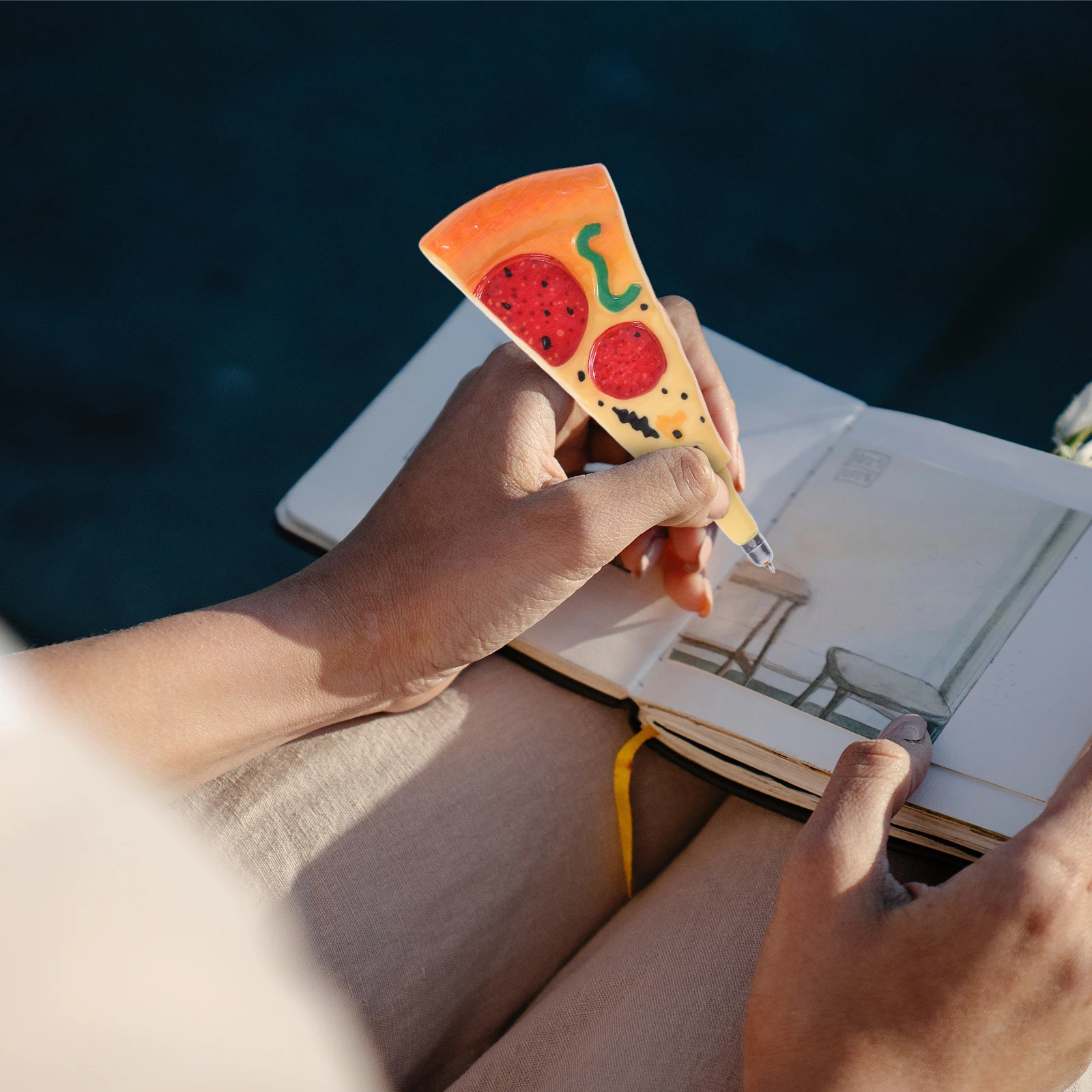 

5 Pcs Simulated Pizza Ballpoint Pen Aesthetic Stationery Food Shaped Novelty Cute Gel Cool Plastic Fancy Pens for Women
