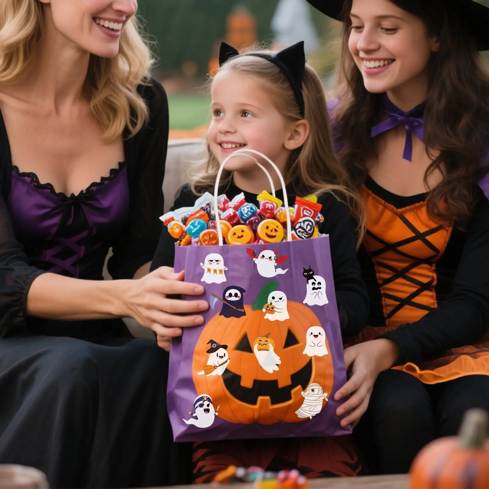 Halloween Sticker Roll 500 Pieces Cute Ghost Laptop Decal Halloween Adhesive Label Stickers For Adults Girls Phone Party Favors