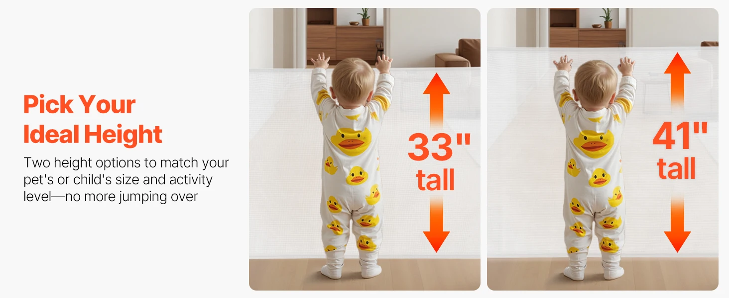 SucceBuy Retractable Baby Gate with Security Lock Walk Through Without Tripping Mesh Dog Gate for Stairs Hallways Indoor/Outdoor