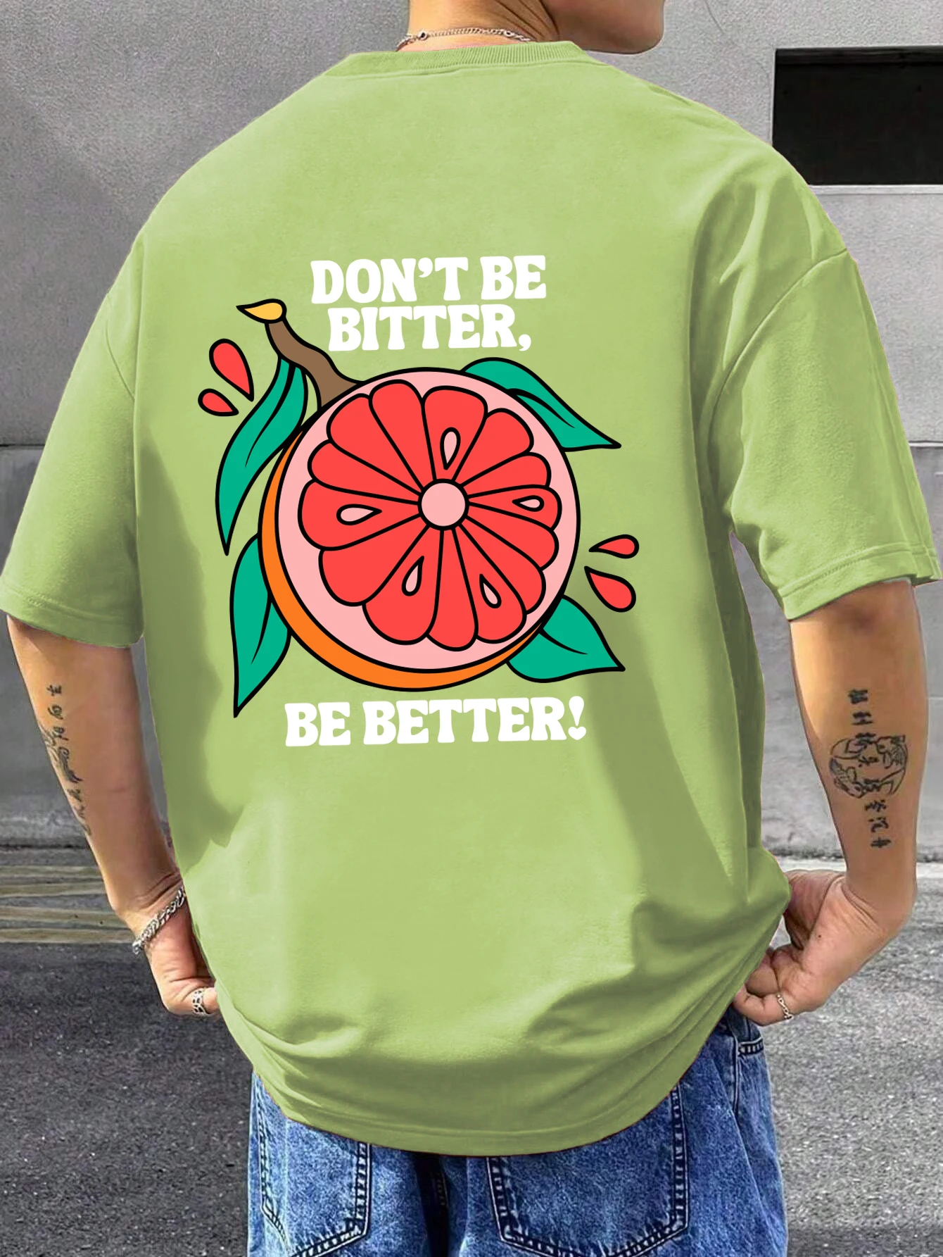 Don't Be Bitter Prints Herren Basics T-Shirt All-Match Sommer Neue Rundhals-Tops Übergröße Atmungsaktive Baumwolle Unisex Streetwear