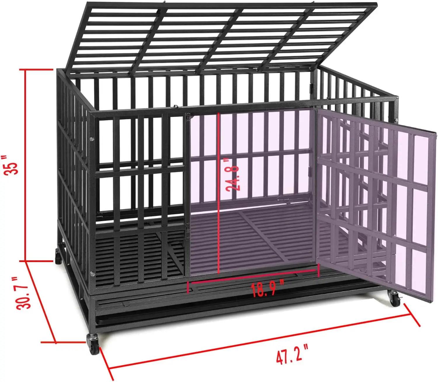 Strong Metal Frame, Double Doors and Lockable Wheels, for Extra Large Dog Breeds, Pet Playpen (Square, 48 inch)