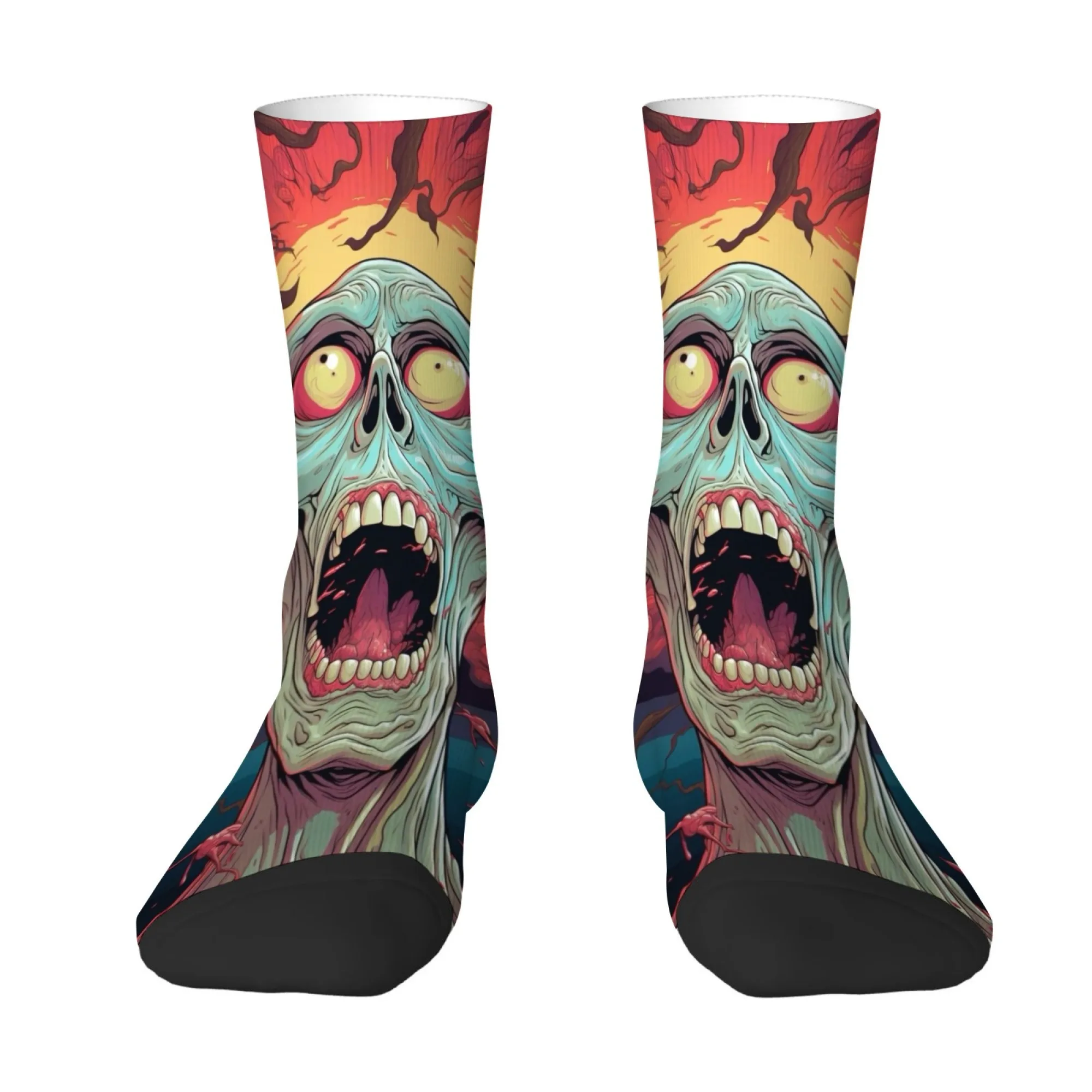 Men's Socks with A Terrifying Forest Skull Print Street Style, Hip-hop Rock Retro Harajuku Socks Soft and Skin-friendly Socks