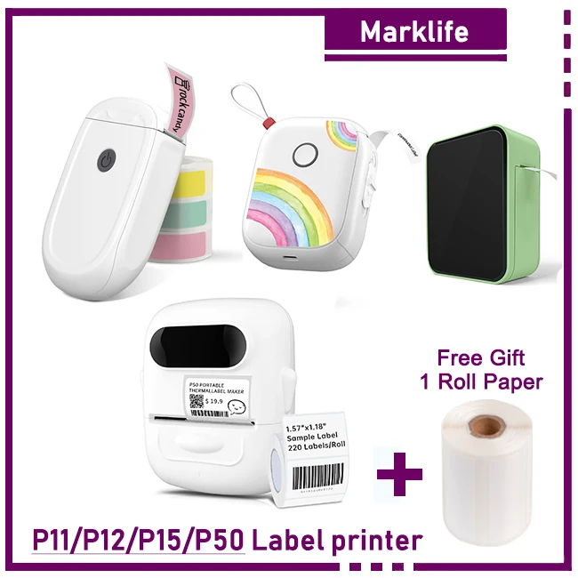 

Mini Portable Printer HD Photo Bluetooth-Compatible Business Barcode Price Tag Cable Wireless Sticker Thermal Label Printer