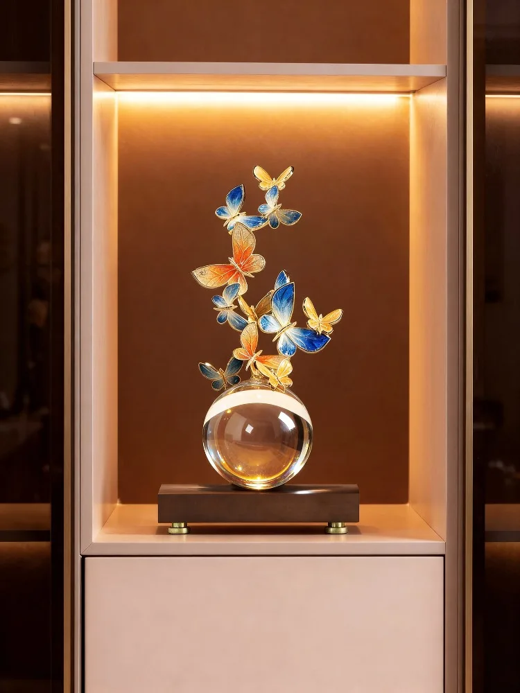 Butterfly Dancing Enamel Art Sculpture Desktop Decoration Living Room Entrance TV Cabinet Statuette Crafts Decorations Gift