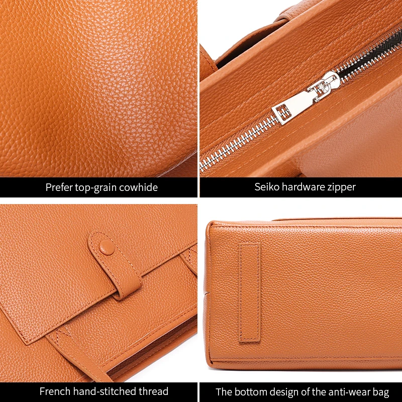 

Women's Fashion Top-grain leather Bag Ladies Retro Large Capacity Commuting Genuine cowhide leather Handbag Luxury Designer bag