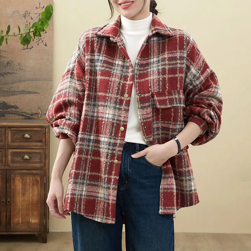 

Angola Red Plaid шерстяной тюнер женский плюс размер для похудения с мясным покрытием средней длины irt Топ из полиэфирного волокна 00%