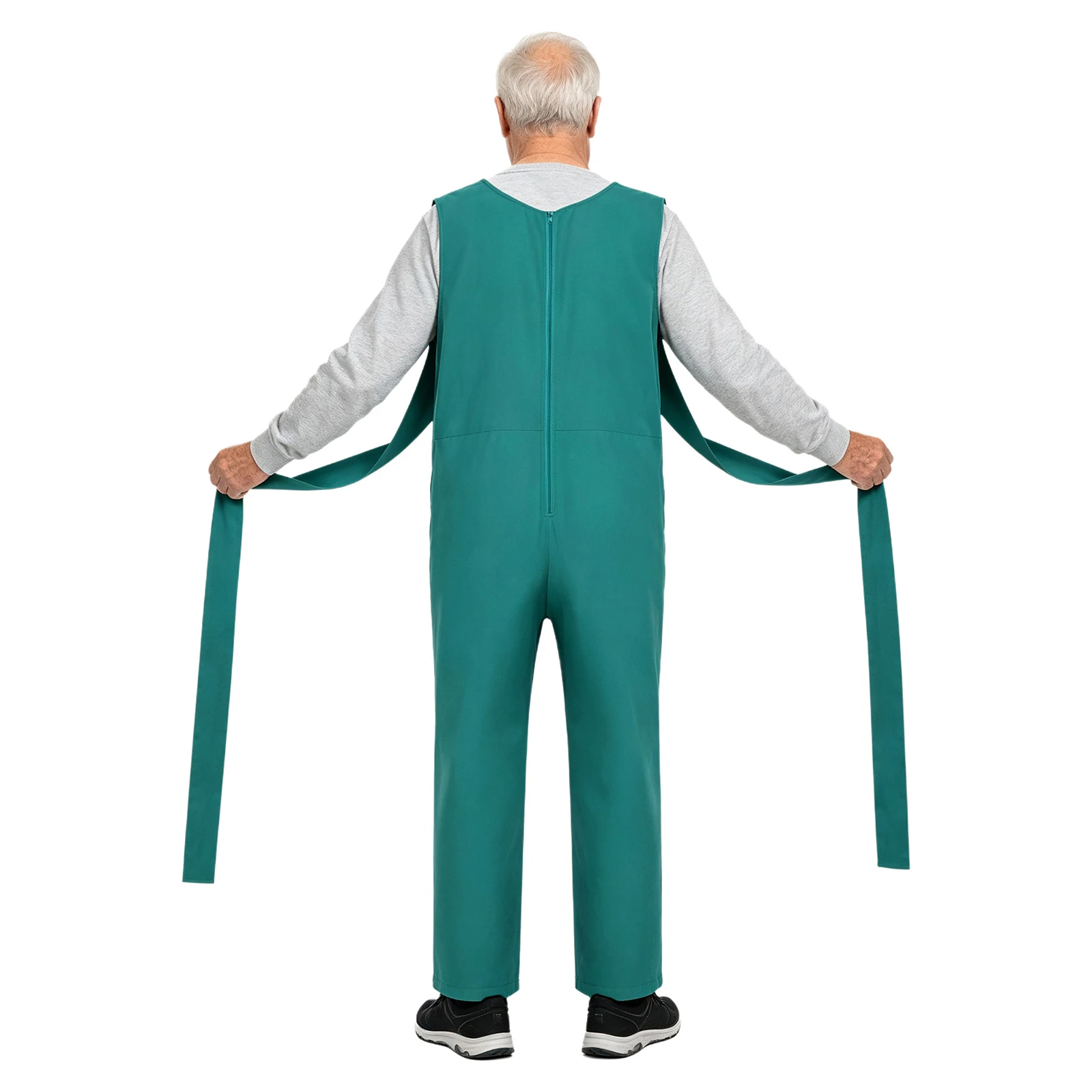 Adult Elderly Restraint Clothing Adaptive Jumpsuit Sleeveless Crotch Bodysuit with Restraint Straps for Wheelchair Special Needs