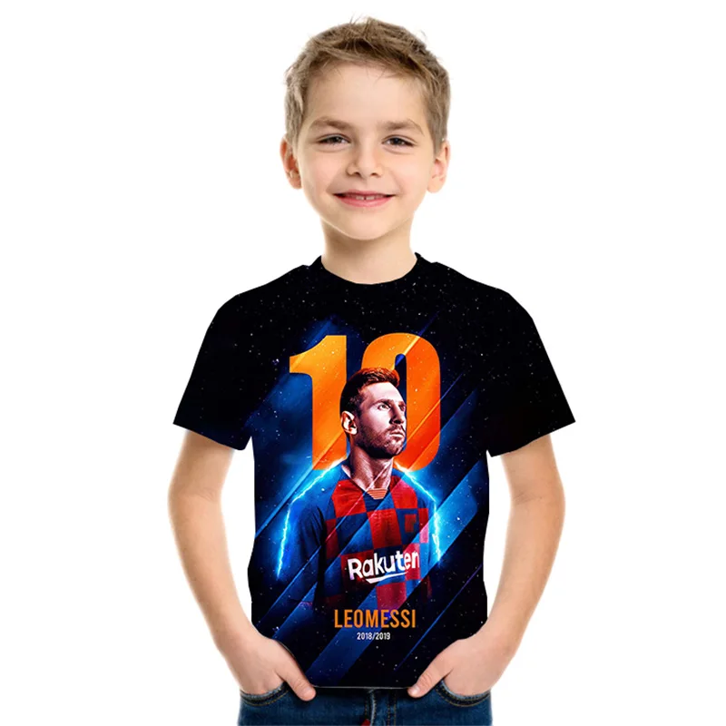 Messi Commemorative Printed Boy's Clothing Children's T-shirt Summer Girl T-shirt Short Sleeved Kids Top