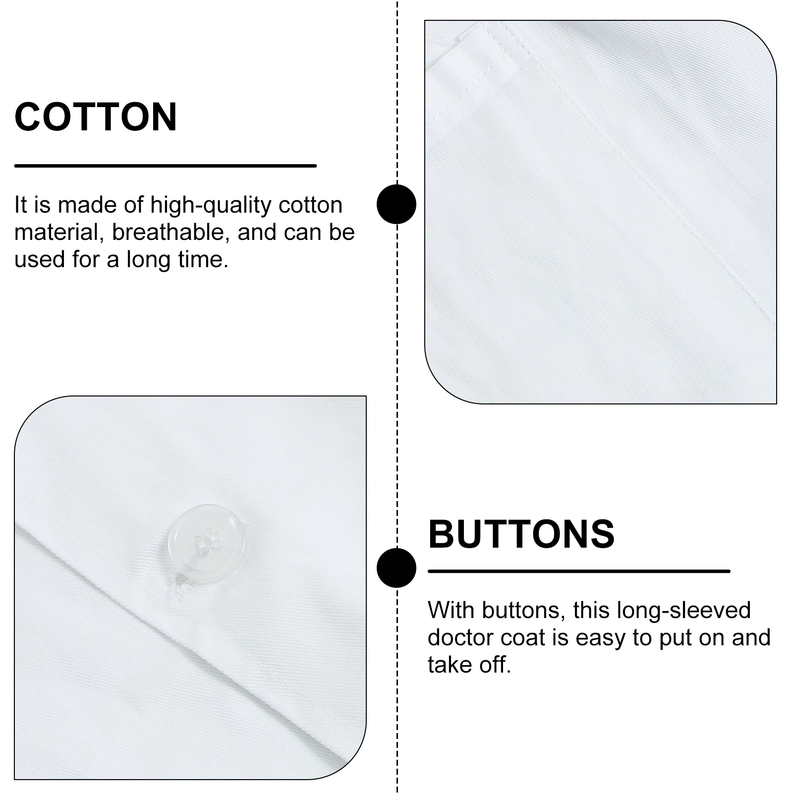 

White Doctor Long Coat For Laboratory Uniform Cotton Material Medical Work Clothes Lab White Costumes