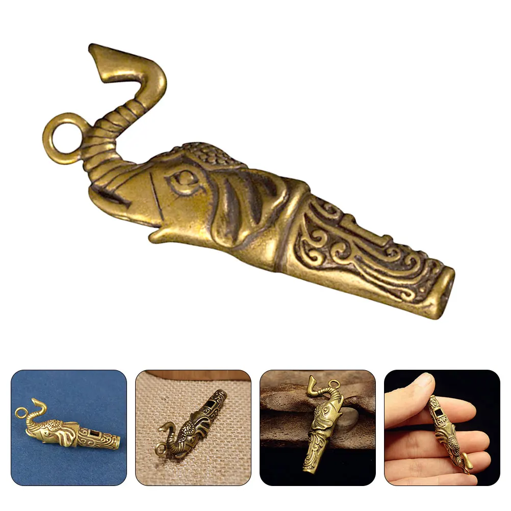 

Elephant Survival Whistle Gym Camping Handheld Kids Animal Sound Brass Key Ring Copper Dog Men Women