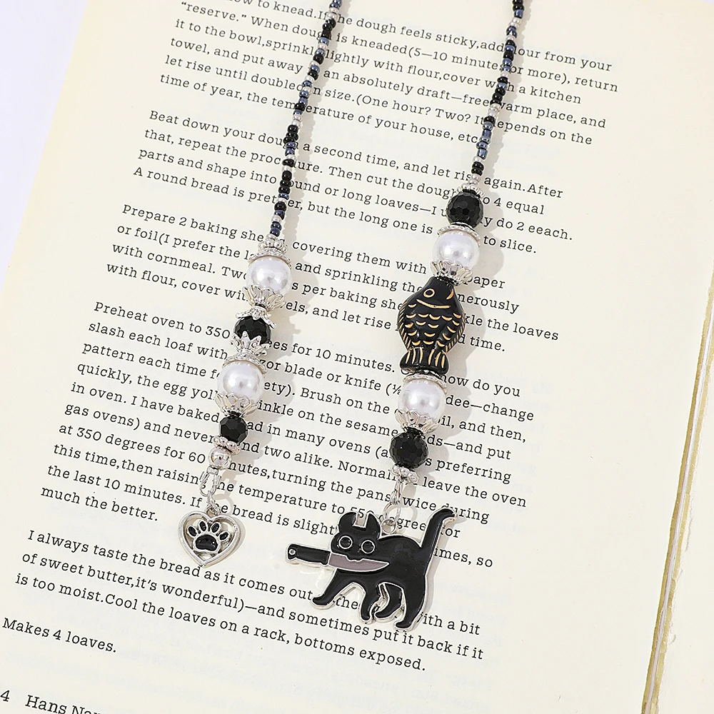 Crystal Bead Bookmark: Black Cat, Acotar, Moon Star, Moon Dragon Sword Reader's Book Accessories Birthday Gift for a Friend