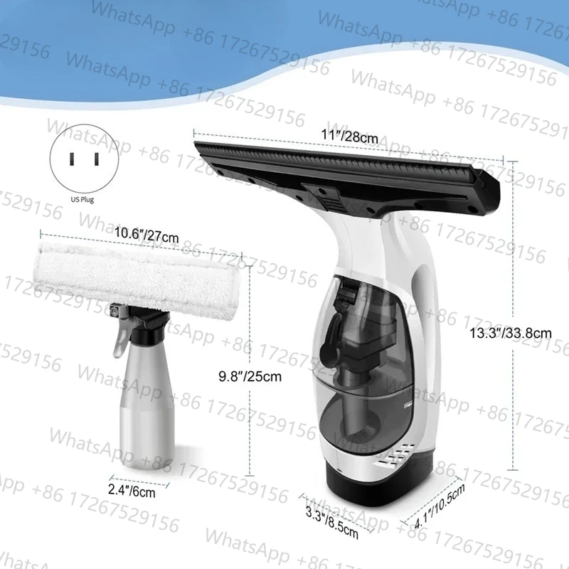 New Cordless Window Vac, Rechargeable Window Vacuum Cleaner with Squeegee Head, 150ml Water Tank, Light Weight US Plug