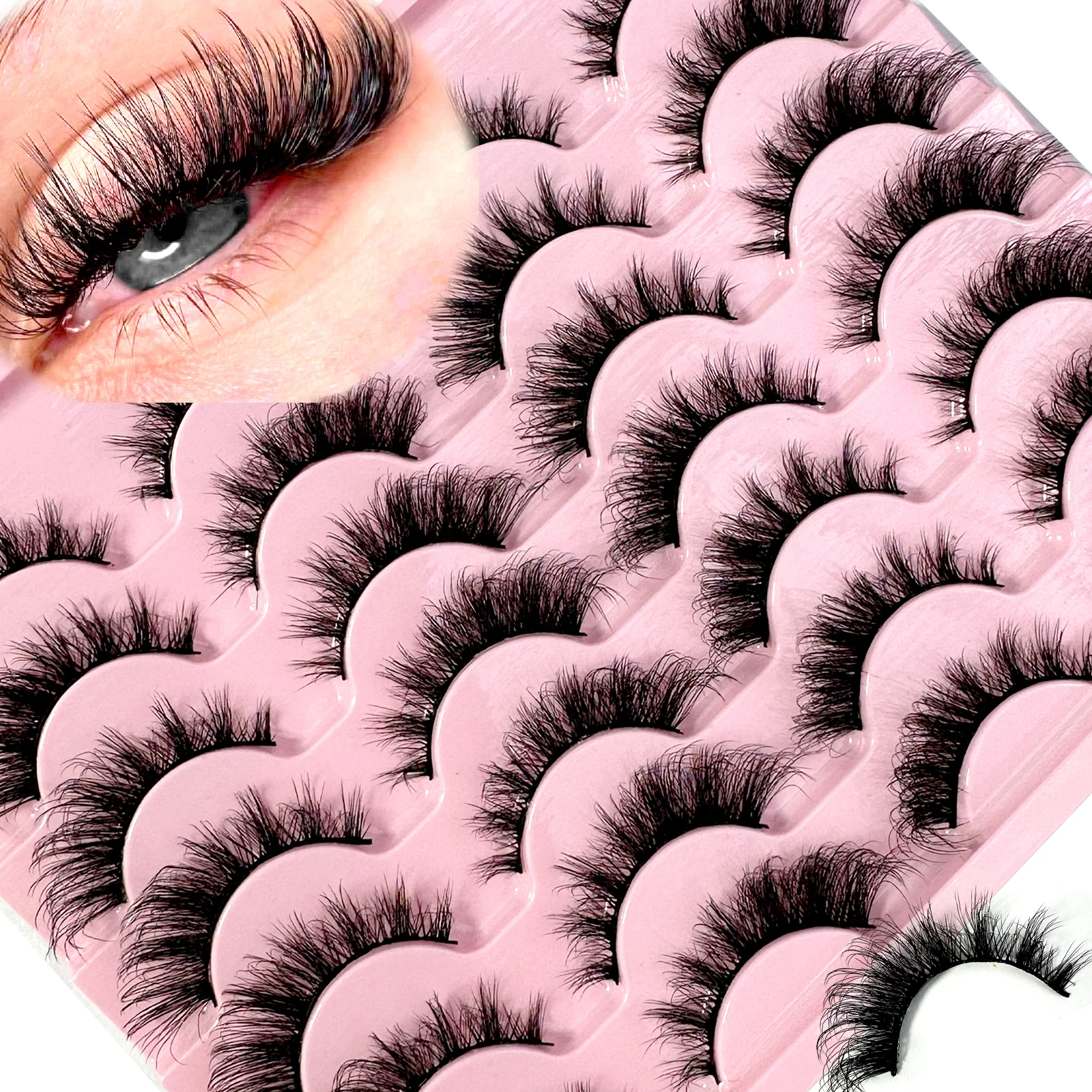 

14Pairs Mink Eyelashes 3D Mink Hair False Eyelashes Natural Thick Long Eye Lashes Fluffy Makeup Beauty Extension Tools