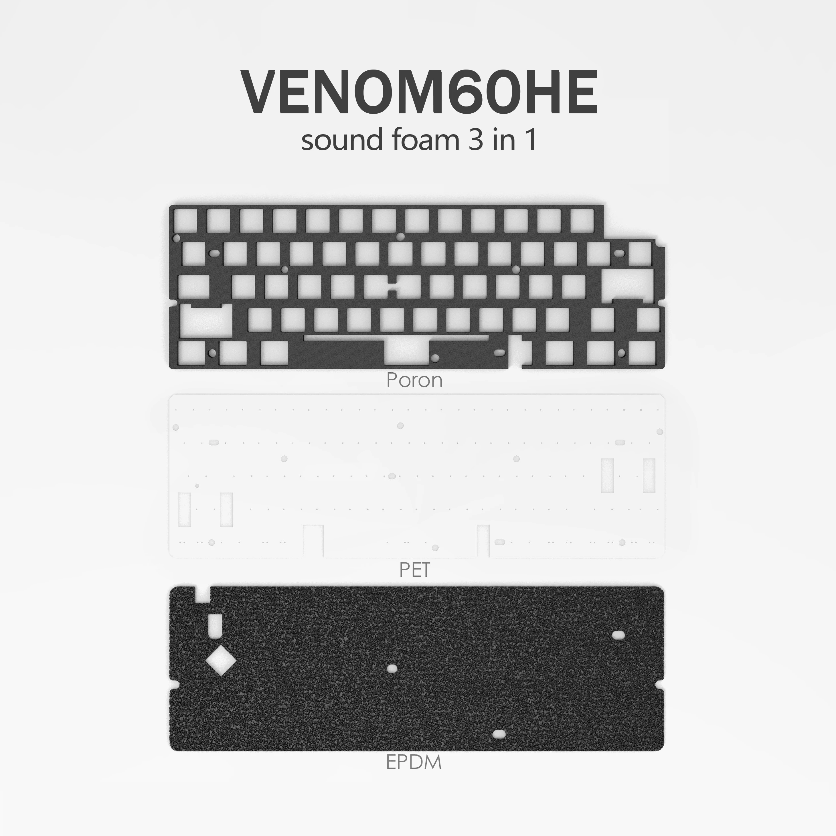 Keebox Venom60HE 3 In 1 Keyboard Foam Typing Sound Modified Improvement Sound Package PET Poron Epdm Bottom Foam