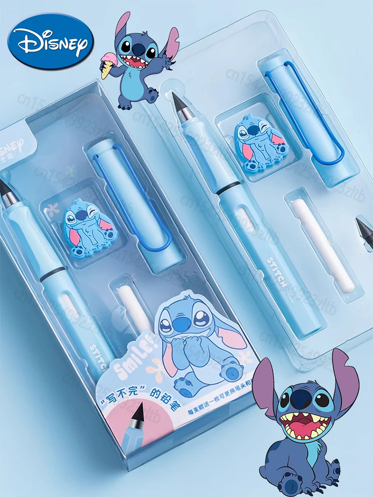 4 in 1 Disney Stitch Stationery Sets Cute Cartoon Stich Pencil with Eraser Set Kid Writing Pen for Students School Supplies Gift