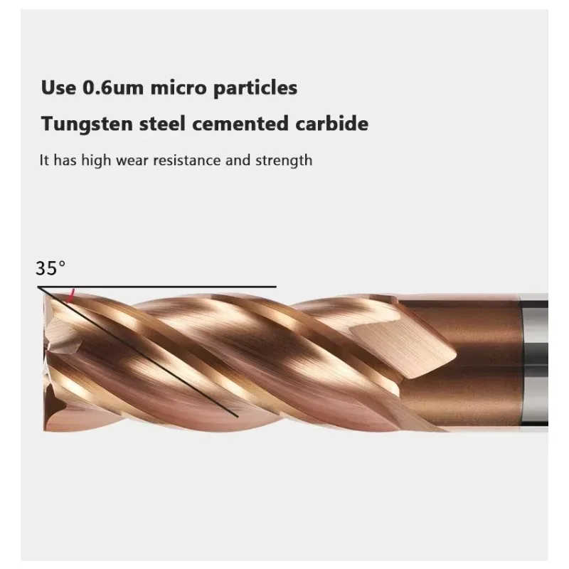

55-градусная фреза из вольфрамовой стали, твердый сплав, 4-гранная концевая фреза с плоским дном и удлиненным покрытием, режущий инструмент, 4-гранная плоская фреза