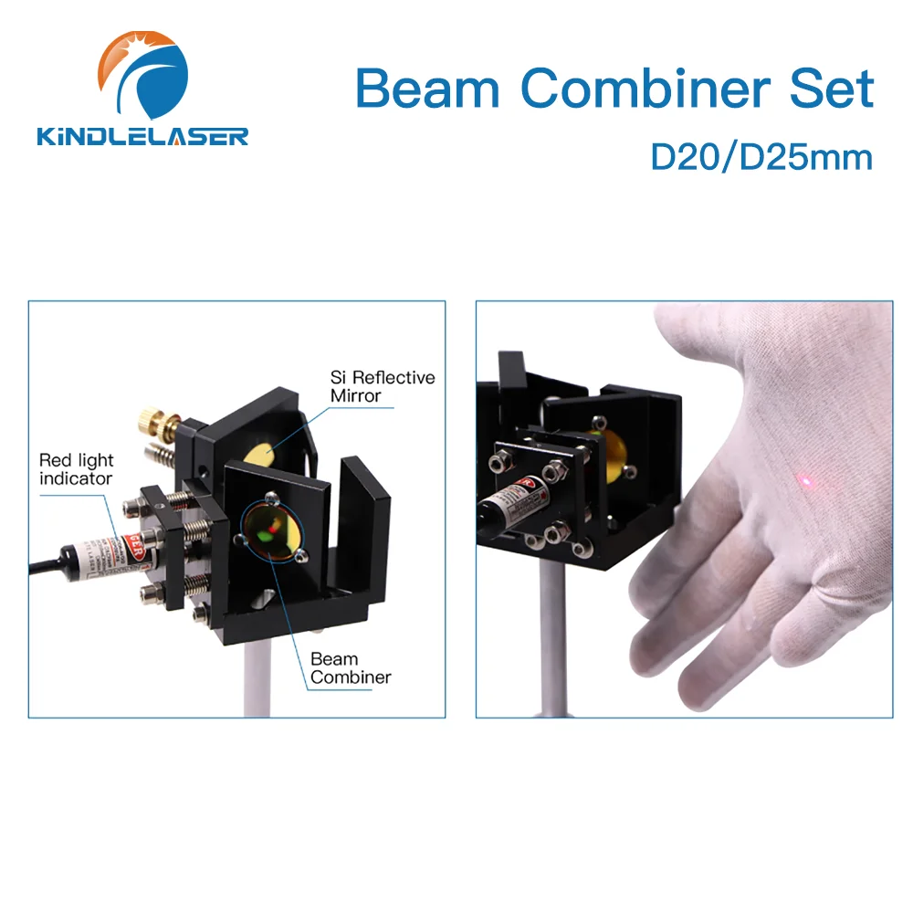 Set combinatore raggio laser ZnSe D20/25mm Lente fascio ZnSe + puntatore rosso con montaggio combinatore per macchina da taglio per incisione laser CO2