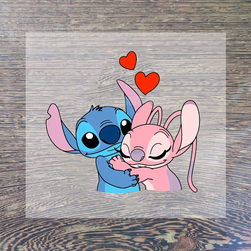 Cartoon Disney stitch Iron on Patches DIY On Clothes Transfers Heat Transfer DTF Colorful  Picture Stickers Micro elastic Wash