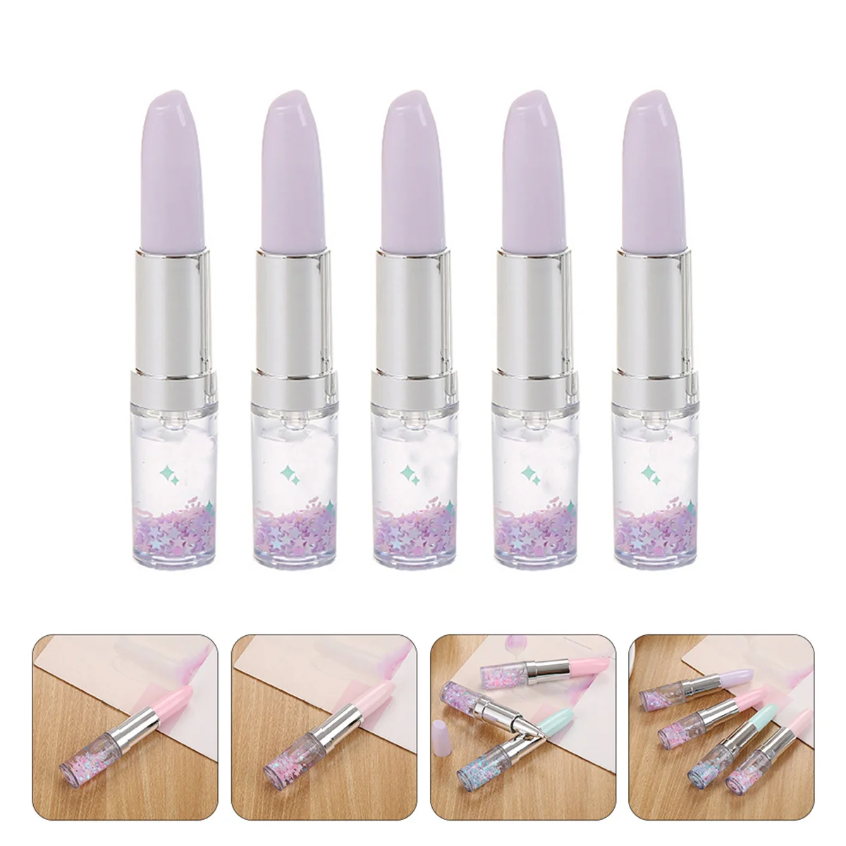 

5Pcs Fun Lipstick-Look Gel Pens Comfortable Grip Smooth Ink Flow Ideal for Teachers Students Party Favors Christmas Gifts