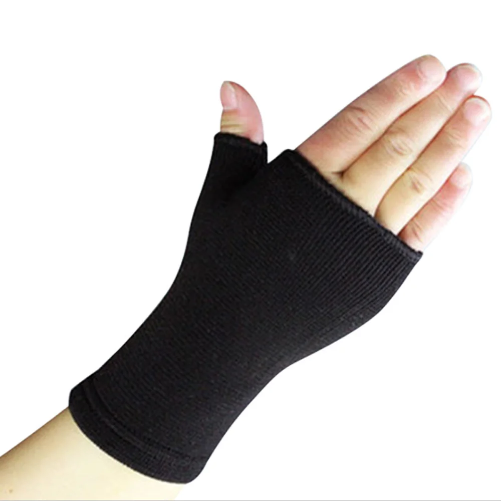 Study Office Arthritis Brace Support Ventilate Palm Hand Latex Fingerless Gloves Elastic Wrist Guard Gloves Writting Mitten