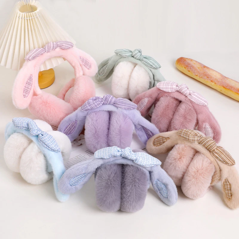 Morbido peluche scaldino per le orecchie inverno donna paraorecchie caldi copertura per le orecchie di moda protezione dal freddo esterna paraorecchie pieghevole paraorecchie