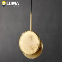Luma Modern Minimalist Marble Brass Round Chandelier Dining Room Indoor Pendant Lighting Bedroom Bedside Lamp for Home