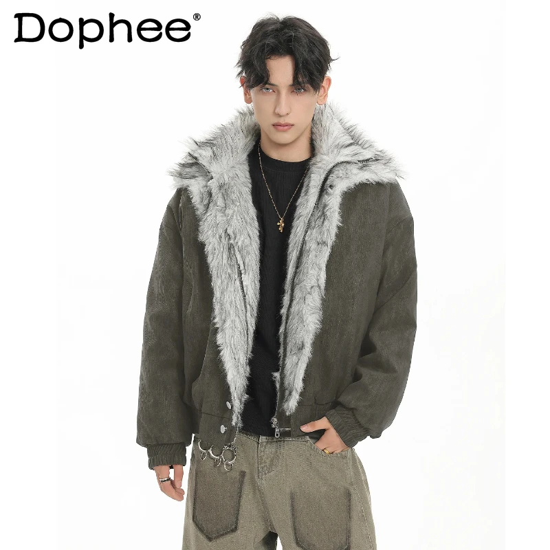 

Men's 2025 Winter New High Street Double-Layer Collar Parkas Men's Retro Stylish Warm Thickened Parkas Handsome Loose Chic Coats