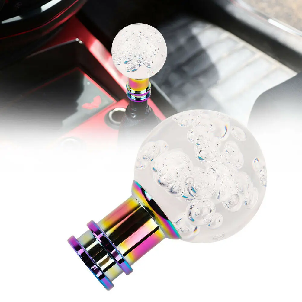 Car Shift Knob Manual Gear Shifter Head Shift Knob Stick Crystal Transparent Bubble Pink Blue Clear Gear Shift Universal