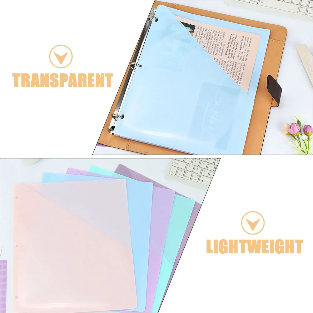 

5 Sheets Plastic Documents Binder Pockets File Folder Bags Loose Leaf Binder Organizer File Folder Bags (A4)