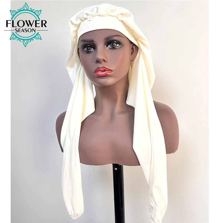 

Pantyhose Sleeping Bonnet Best for Long Braid & Hair Comfortable beige elastic Protection Bonnet for Sleeping for Women