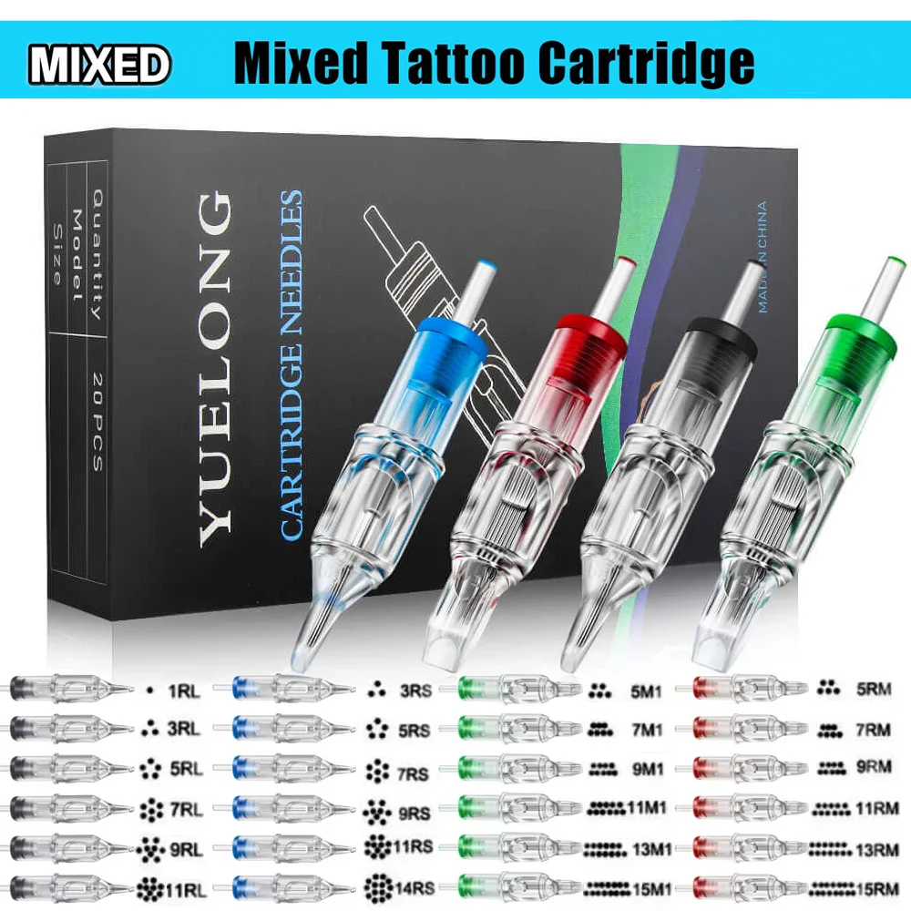 

5/50/100pcs Mixed Tattoo Cartridge Needles RL RS RM M1 Disposable Sterilized Safety Tattoo Eyebrow Cartridge Pen Machine Needle