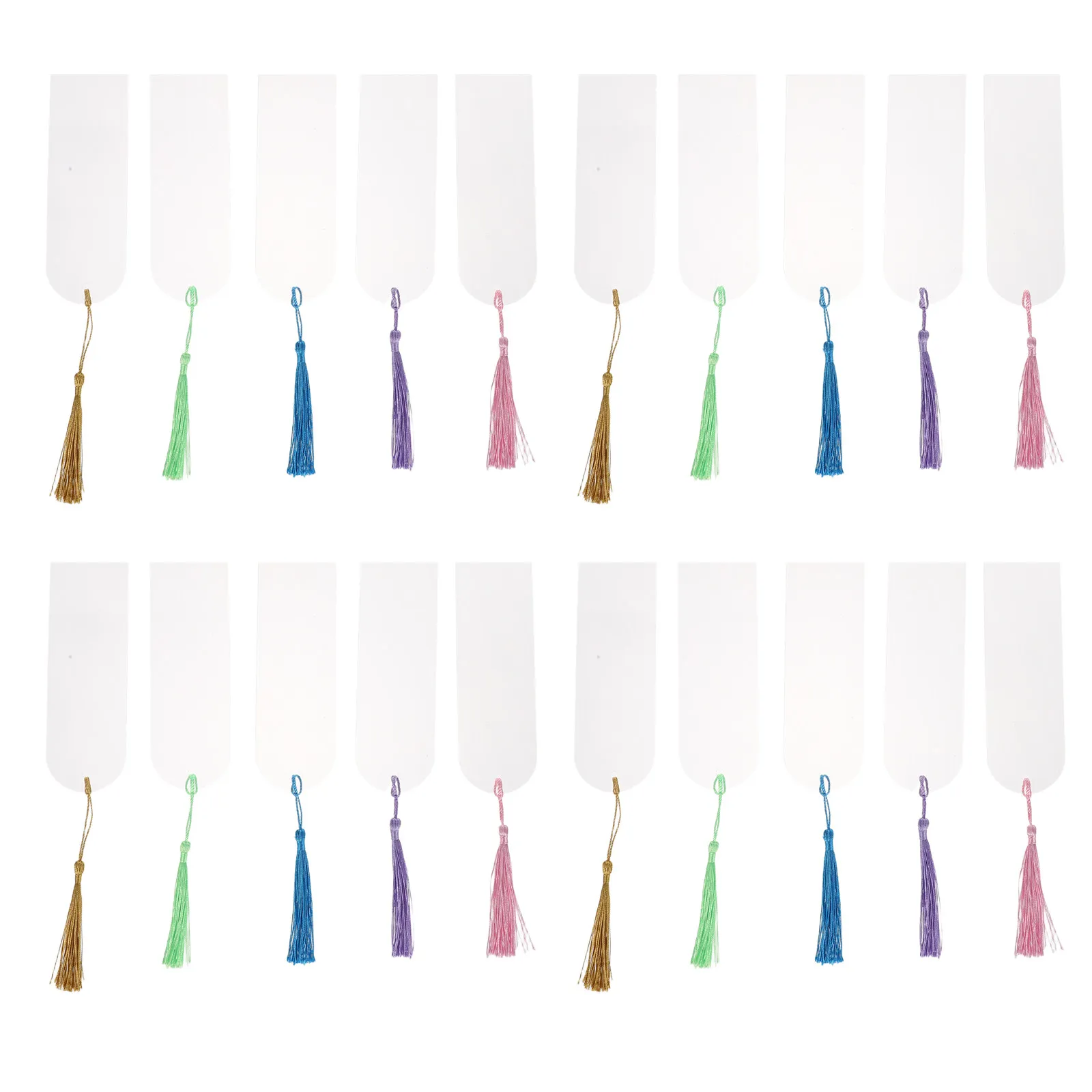 20Sets Clear Acrylic Bookmark Blanks Colorful Tassels DIY Acrylic Page Markers Craft Kit Bulk Bookmarks for DIY Crafting