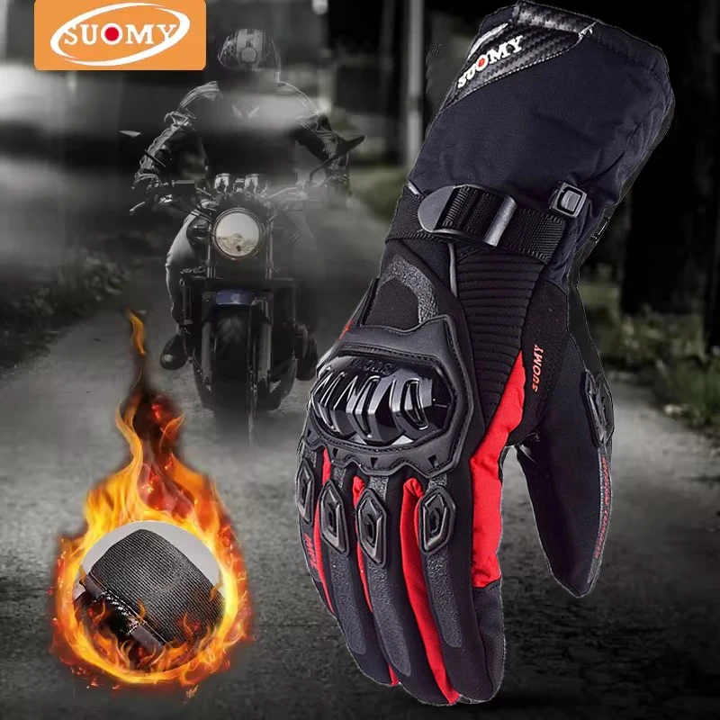 

SUOMY Waterproof Velvet Motorcycle Rider Gloves Touch Screen Windproof for Winter Motorbike Riding Keep Warmer Unisex Male