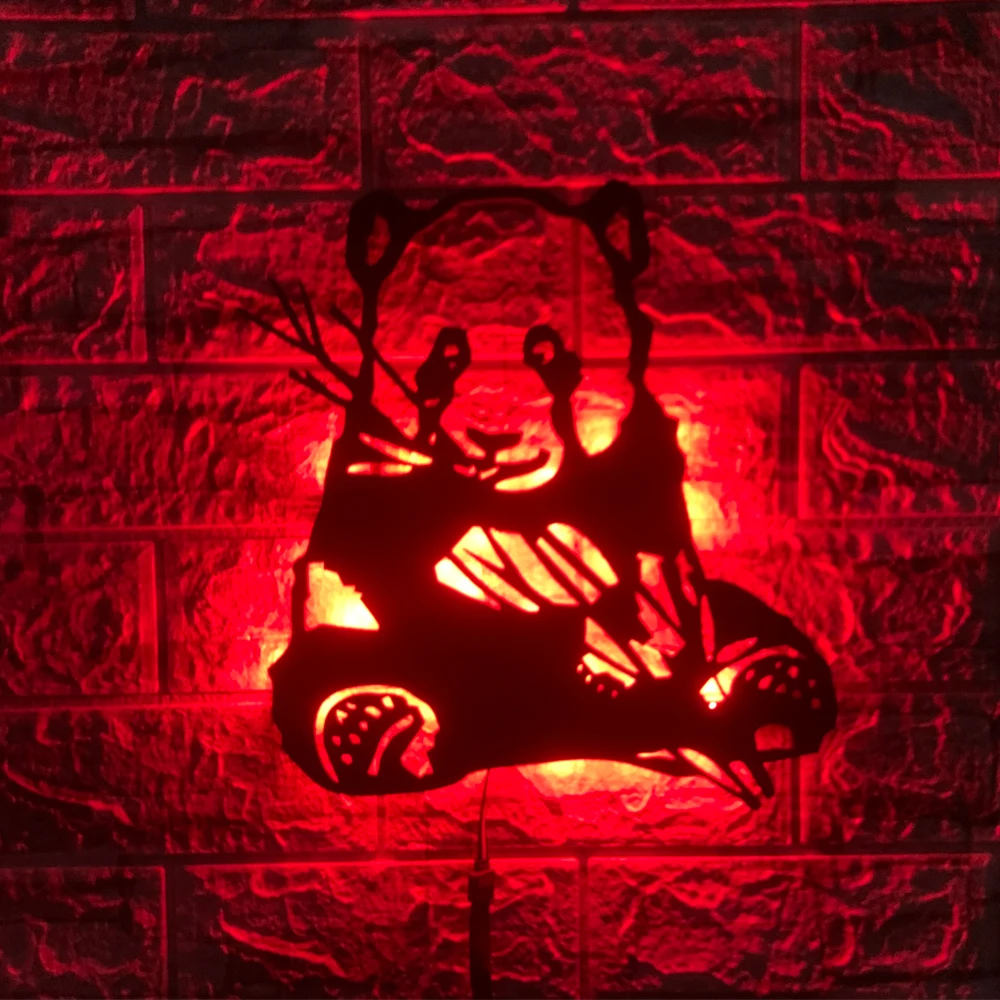 

ZK50 Chinese Panda LED Wall Lamp Bedroom Restaurant Decoration Background Wall USB Remote Control Color Changing Night Light