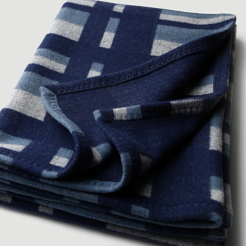 Double Sided Jacquard Checkered Wool Blanket, Warm Shawl for Spring, Autumn, and Winter, Travel Blanket, Home Blanket, Sofa Blan
