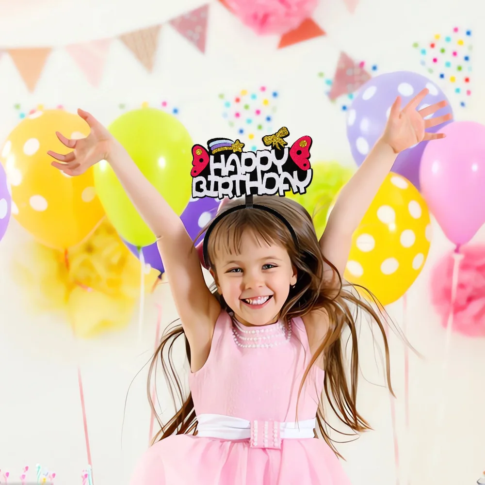 1pcs Non Woven Fabric Crown Balloon Headband Girl Happy Birthday Decorations Photography Props Birthday Party Decoration