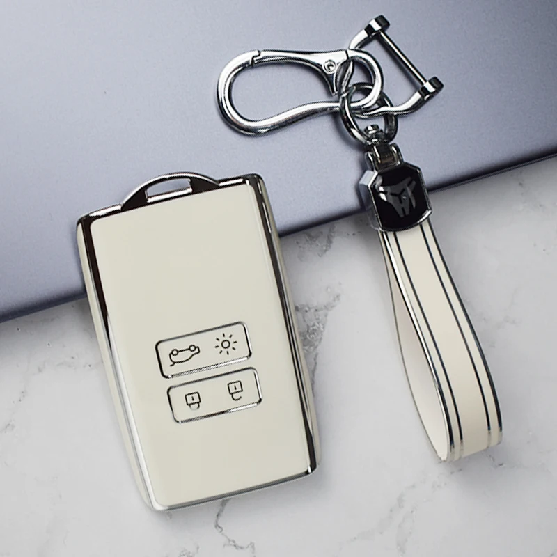 Silver Edge Car Key Cover Case Fob For Renault Captur Megane Talisman Espace Clio Zoe Koleos Scenic 4 Arkana Dacia Sandero Card