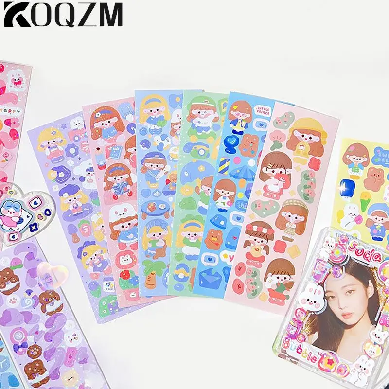10pcs Shiny Cute Animals Cat Bear Decorative Sticker for Scrapbooking DIY Phone Case Materials Landscape