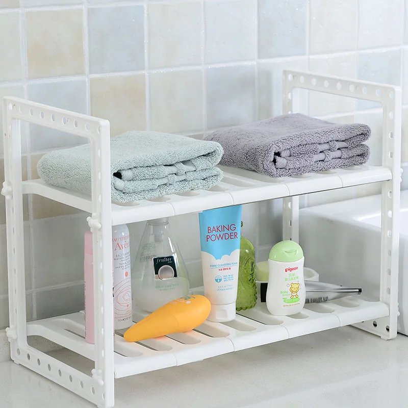 Adjustable 2-Tier Under Sink Organizer with Removable Panels for Bathroom Storage