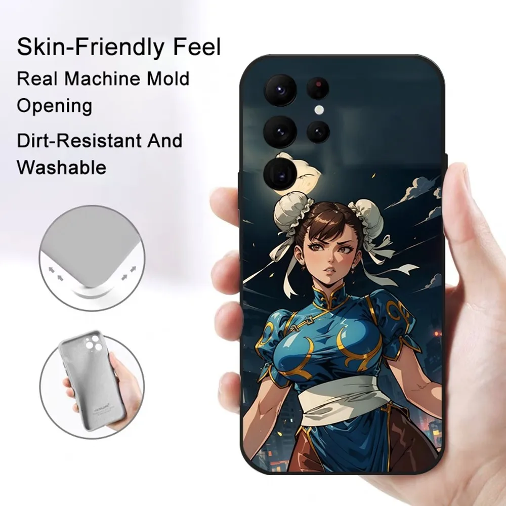 Chun-Li Game-Street-Fighters Phone Case Samsung S series s20 s21 s22 s23 s24 FE Plus Ultra TPU Soft to Skin-friendly case