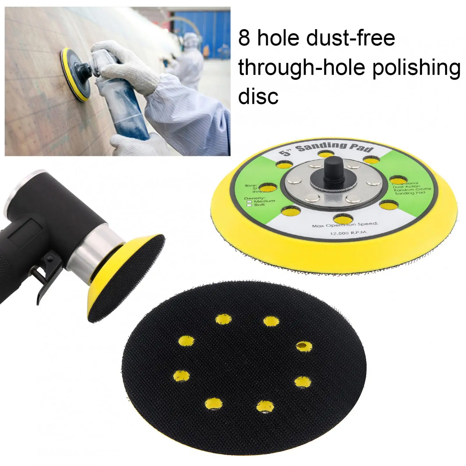 5-Inch 8 Hole Sanding Pad Self-adhesive Sander Backing Polishing Pad for Pneumatic Sanders, Self-adhesive Sanding Pad