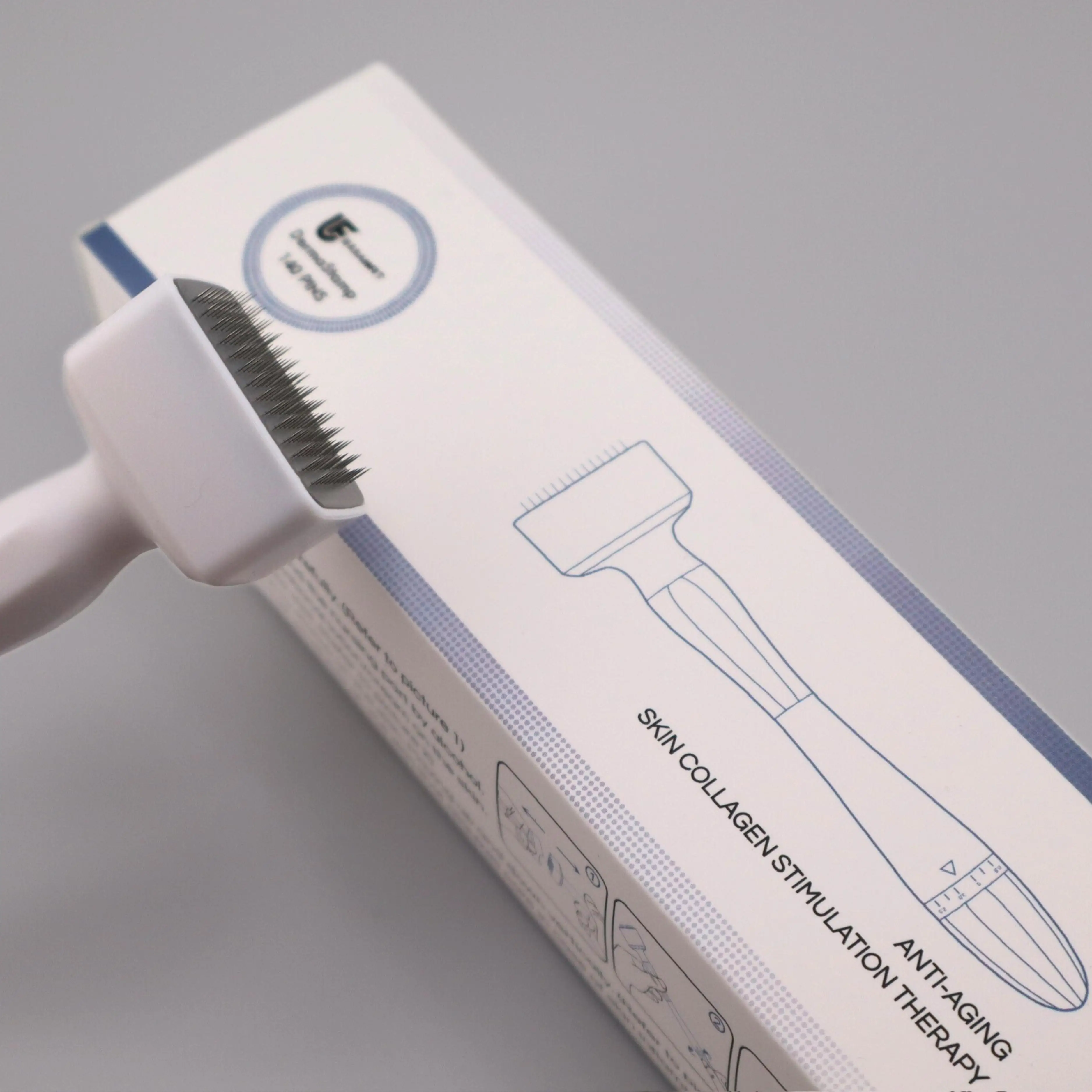 Professional Titanium Derma Stamp 0.25mm Microneedling Tool Face Skin Care Hair Beard Growth Ergonomic Micro Needle Roller Portable Beauty Device White view 8