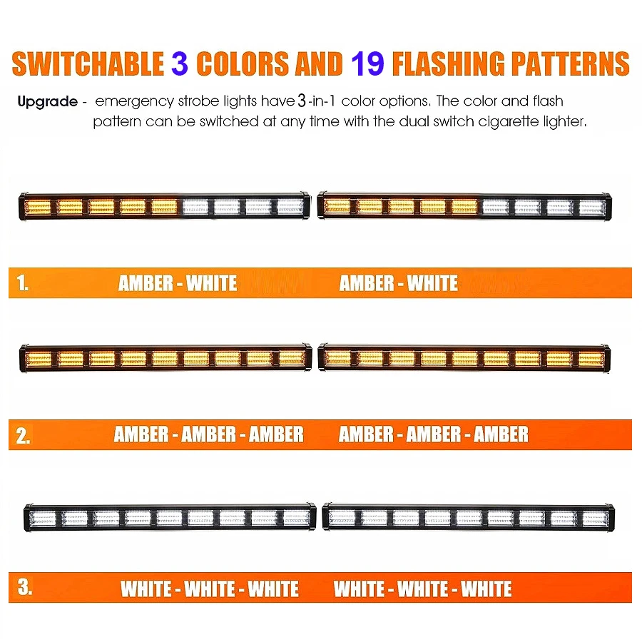 Luz de parachoques multifuncional que cambia de Color, luz Led estroboscópica de advertencia de rescate, barra de tira de Flash de apertura de