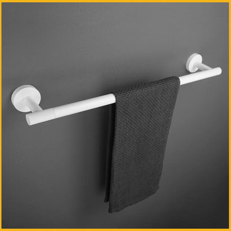 White Bathroom Hardware Set Stainless Steel Towel Rack Toilet Paper Holder Towel Ring Hook Toilet Brush Bathroom Accessories