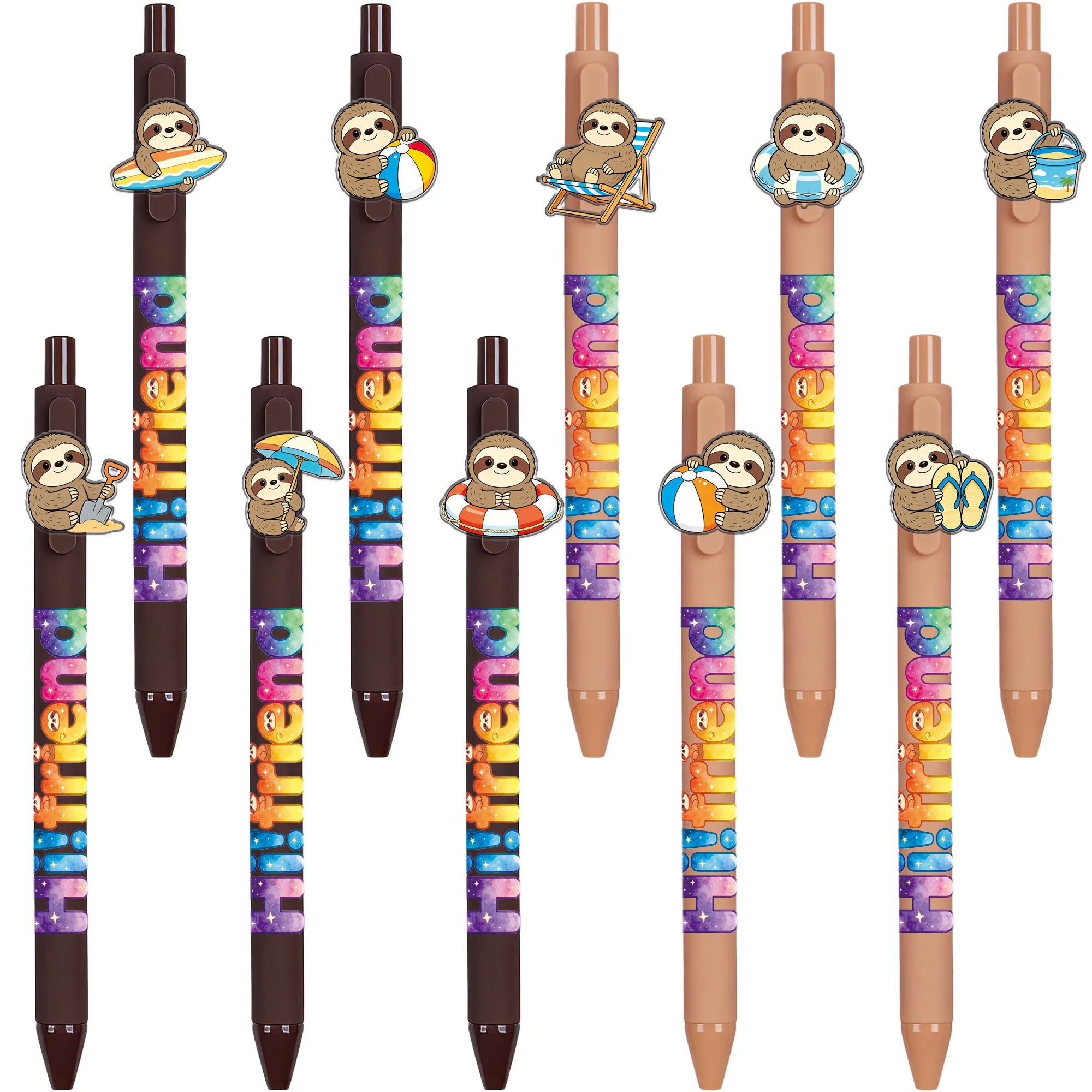 

10pcs/13pcs Summer Sloth Theme Ballpoint Pen Beach Play Sloth Series Gift Pen School Stationery Student Books Party Gifts