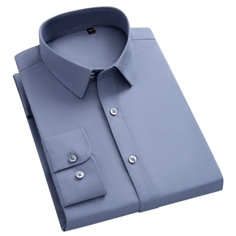 

Bamboo Fiber Anti-wrinkle Non-iron Men Shirts Long Sleeve Casual gray Blue Work White Shirt for Man Long Sleeve Business Office