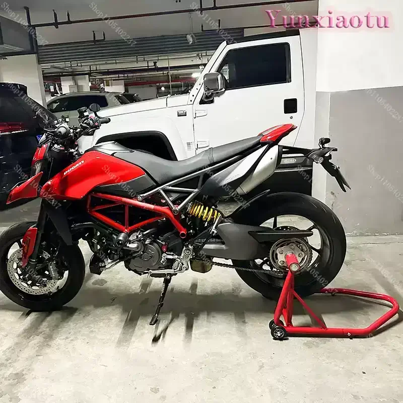 Heavy Duty Motorcycle Dolly Stand with Wheels Mobile Parking Lift Cradle for Cruiser Sport Bike Workshop Garage